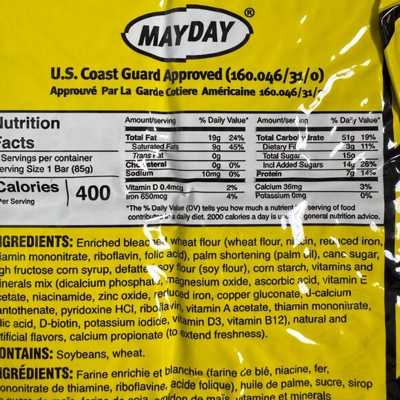 3 Day Food Bar Supply Emergency SurvivalFood Rations Mayday 2400 Calorie Pack - Picture 4 of 6